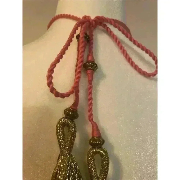 Ramy Brook Cover Up Top Crochet Metallic Strapless Gold Tassel Leopard Rope Tie - Picture 9 of 11